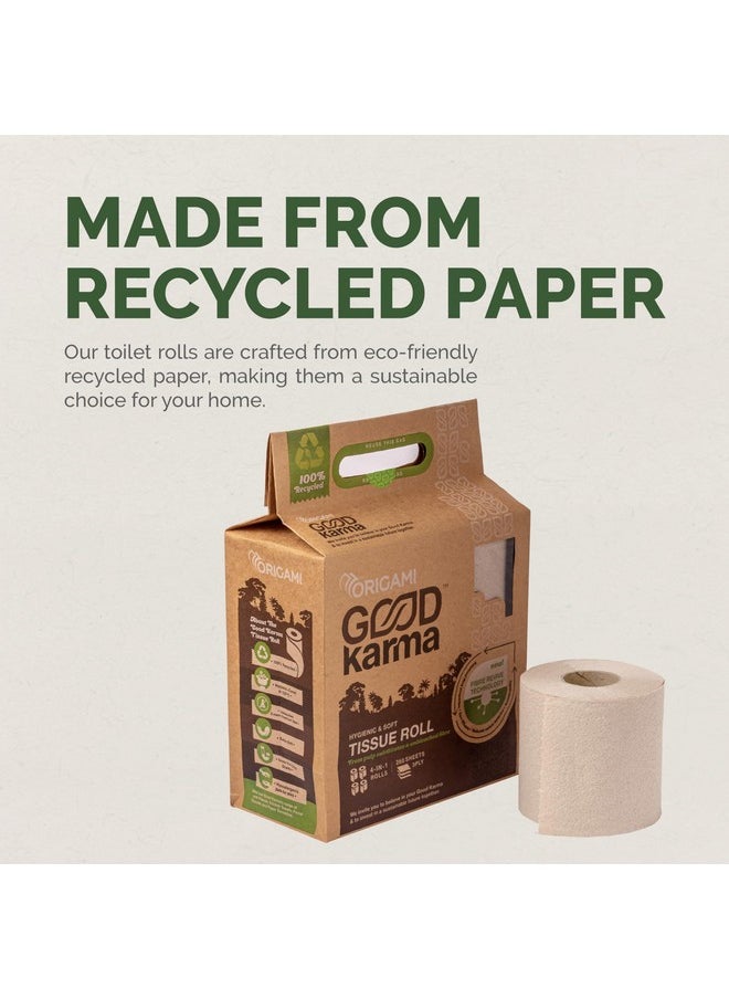 Origami Good Karma 3 Ply Eco-Friendly Unbleached Toilet Tissue Paper Roll - Pack Of 4 (260 Pulls Per Roll, 1040 Sheets)  - Image 2