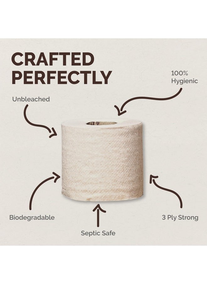 Origami Good Karma 3 Ply Eco-Friendly Unbleached Toilet Tissue Paper Roll - Pack Of 4 (260 Pulls Per Roll, 1040 Sheets)  - Image 3