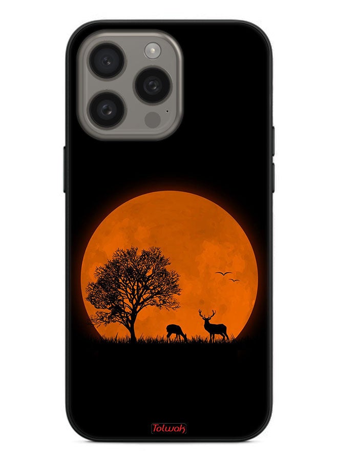 Tolwak Apple iPhone 15 Pro Protective Case Cover Evening Moon Art - Image 2