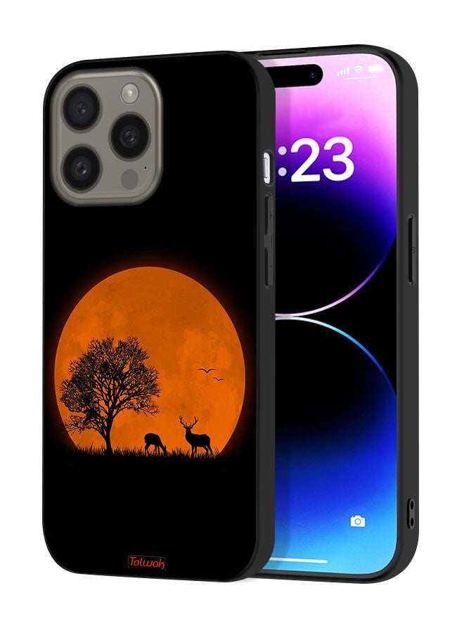 Tolwak Apple iPhone 15 Pro Protective Case Cover Evening Moon Art - Image 1