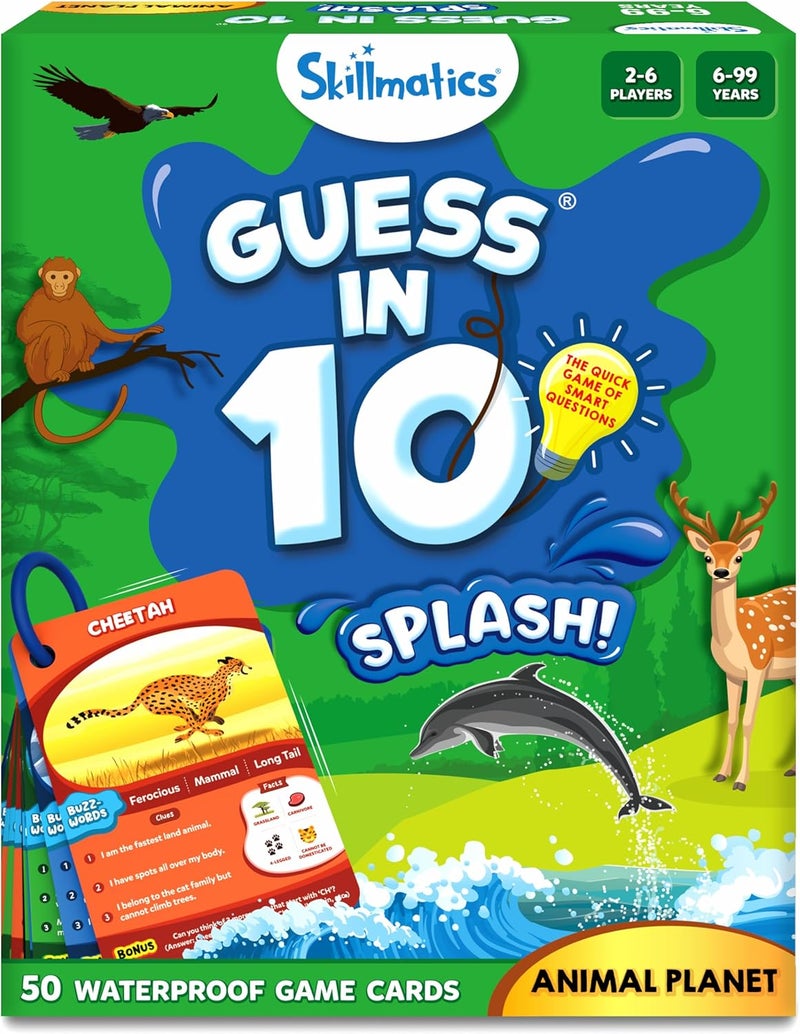 Skillmatics Guess in 10 Splash, Educational Toy & Card Game for Pool, Beach, Boat Trips, Fun Travel Gift for Kids, Teens & Adults, Ages 6, 7, 8, 9 & Up, 2-6 Players - Image 1