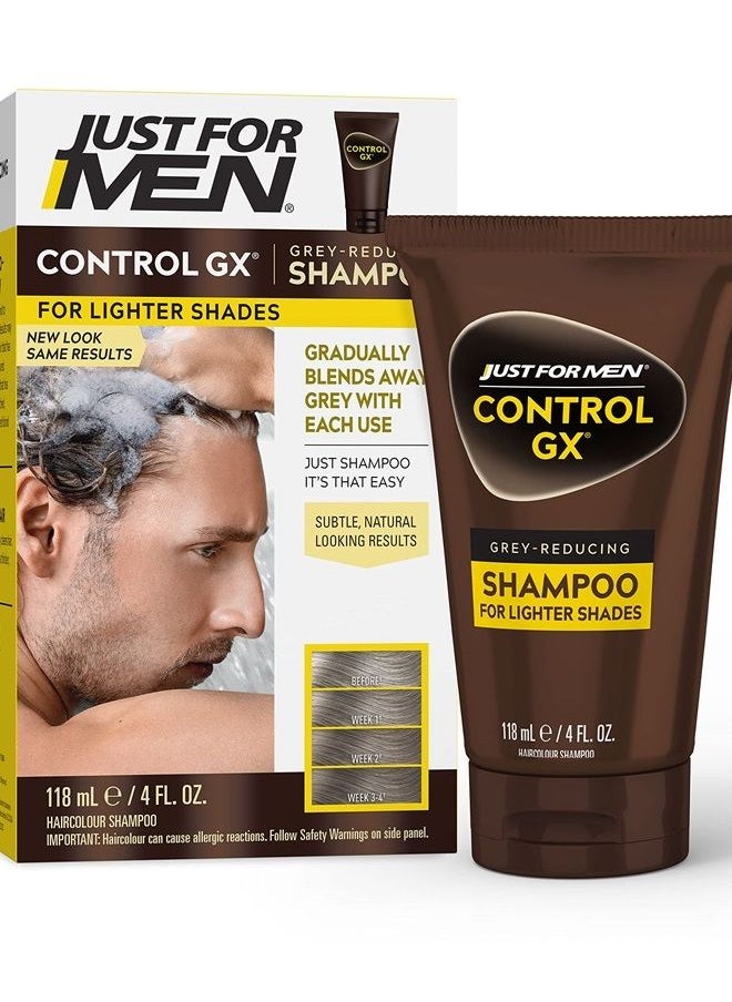 Just For Men - Control GX Grey Reducing Shampoo for Lighter Shades of Hair, Blonde to Medium Brown, Gradual Hair Color, 4 Fl Oz - Pack of 1 (Packaging May Vary) - Image 1