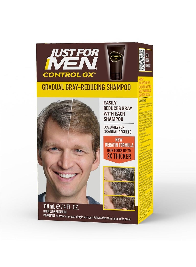 Just For Men Control GX Grey Reducing Shampoo for Lighter Shades of Hair, Blonde to Medium Brown, Gradual Hair Color, 4 Fl Oz - Pack of 1 (Packaging May Vary) - Image 1