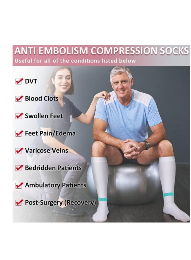 Anti Embolism Stockings Thigh High Knee High for Women, 15 20 mmHg Compression TED Hose Socks with Inspect Hole for the Recovery of Venous Thrombosis and Edema Green - Image 4