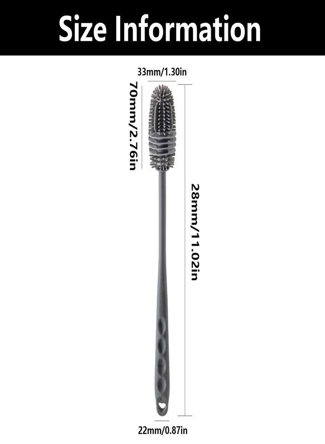 JFGDVW Long Baby Bottle Brush，Grey Silicone Bottle Brush，Water Bottle Cleaner For Baby Bottles, Sports Bottle, Vase, Thermoses,Glassware, Perfect For Smaller Diameter Bottle Openings - Image 2