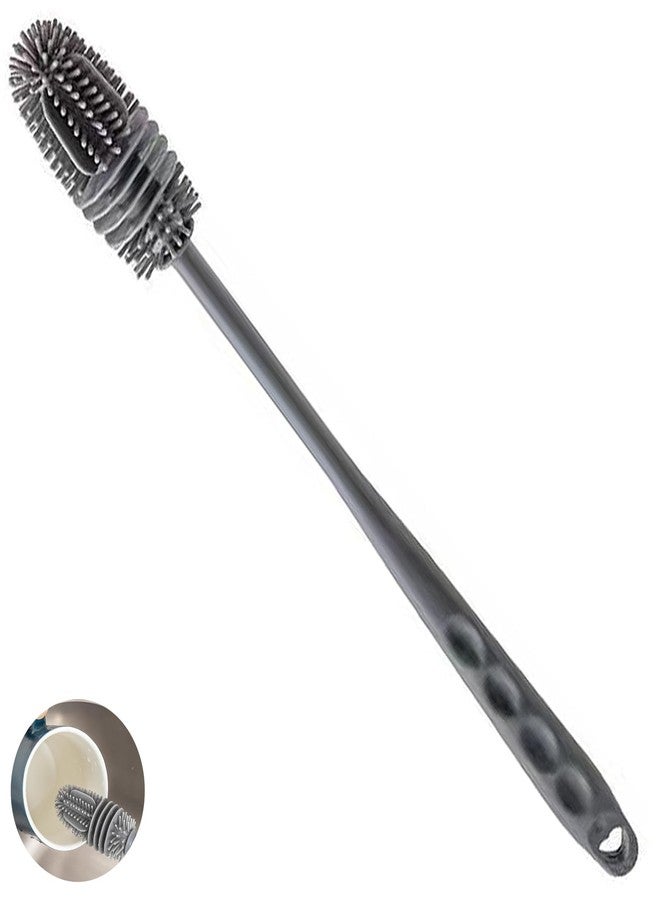 JFGDVW Long Baby Bottle Brush，Grey Silicone Bottle Brush，Water Bottle Cleaner For Baby Bottles, Sports Bottle, Vase, Thermoses,Glassware, Perfect For Smaller Diameter Bottle Openings - Image 1