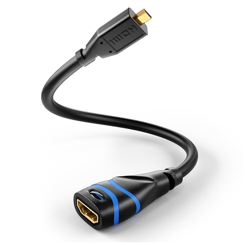 BlueRigger High Speed Micro HDMI to HDMI Female Adapter (NOT Micro-USB) with Ethernet (20CM) - Image 1