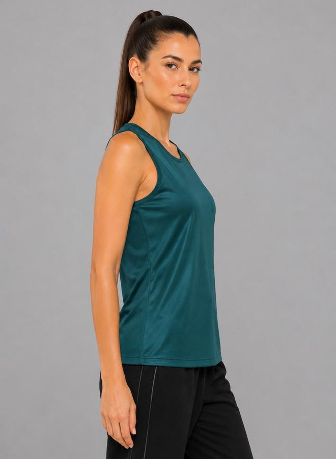 Take Two Teal Solid Sleeveless Activewear Top By Lazzycat - Image 5