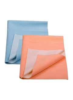 MOM'S HOME Moms Home Mattress Protector Waterproof Dry Sheet For Baby 0 3 Months ; Pack Of 2 ; 70X50 Cm ; Blue & Orange  - Image 2