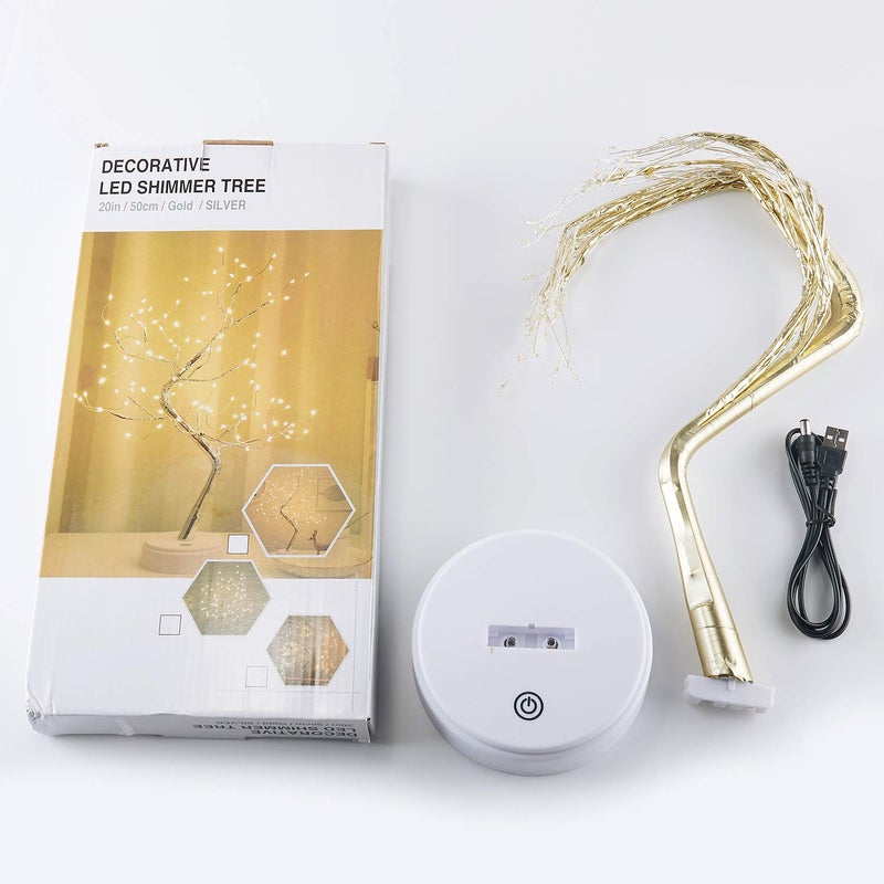 Noahfun Iron Firefly Bonsai Tree Light 20 Artificial Tabletop Fairy Light Tree Lamp UsbBattery Touch Switch Deco Of ChildrenS Room Bedroom Living Room Party Wedding And Christmas White - Image 3
