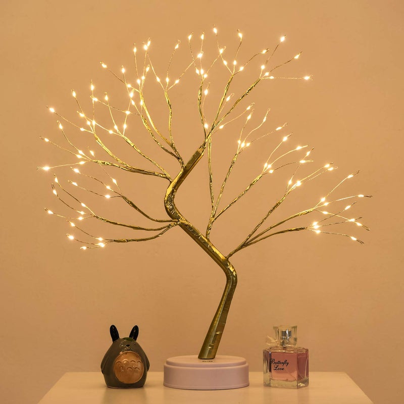 Noahfun Iron Firefly Bonsai Tree Light 20 Artificial Tabletop Fairy Light Tree Lamp UsbBattery Touch Switch Deco Of ChildrenS Room Bedroom Living Room Party Wedding And Christmas White - Image 1