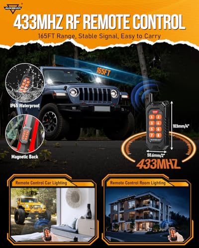 Auxbeam 8 Gang Switch Panel AC800 Bluetooth RGB Switch Pod with Remote Control Backlit Off Toggle Momentary Pulsed 165FT Wireless Auxiliary Switch Panel for Truck Offroad Waterproof - Image 3
