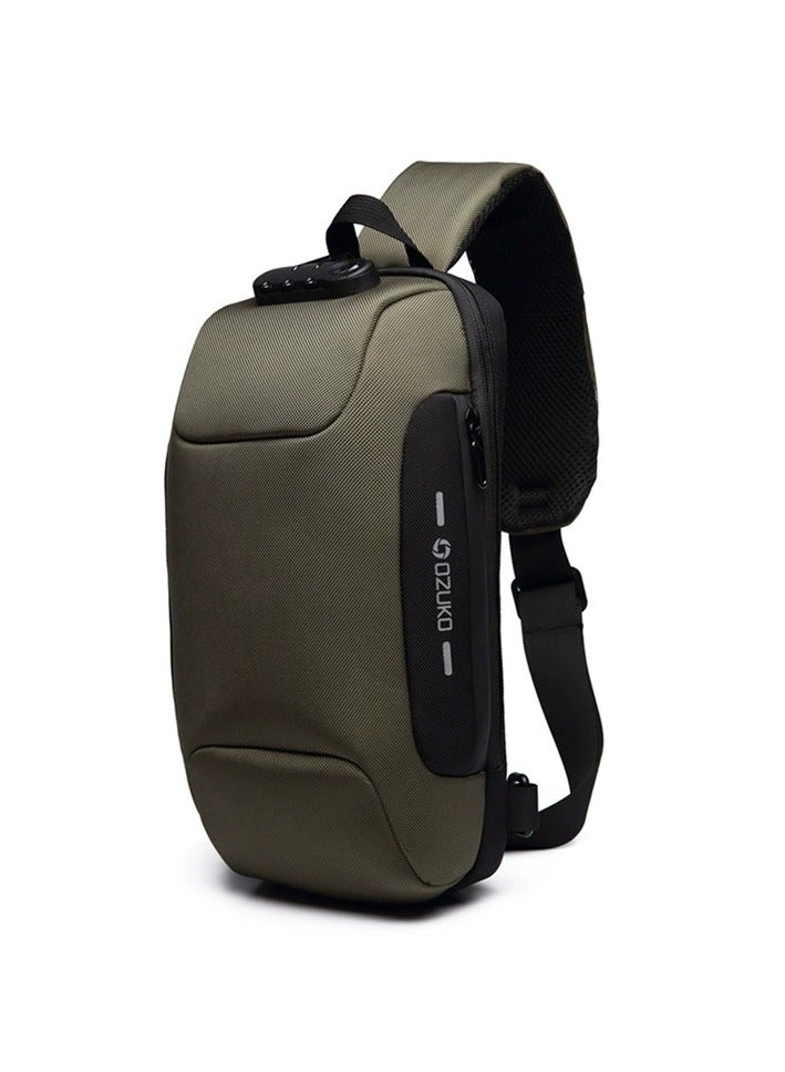 أوزوكو حقيبة صدر، حقيبة كتف، حقيبة السرقة المضادة، حقائب كتف للرجال والنساء مزودة بمنفذ شحن USB حقيبة ظهر للعبور تُستخدم في السفر والتنزه مع جيوب متعددة، هدية رمضان، هدية عيد الفطر للرجال - Image 1