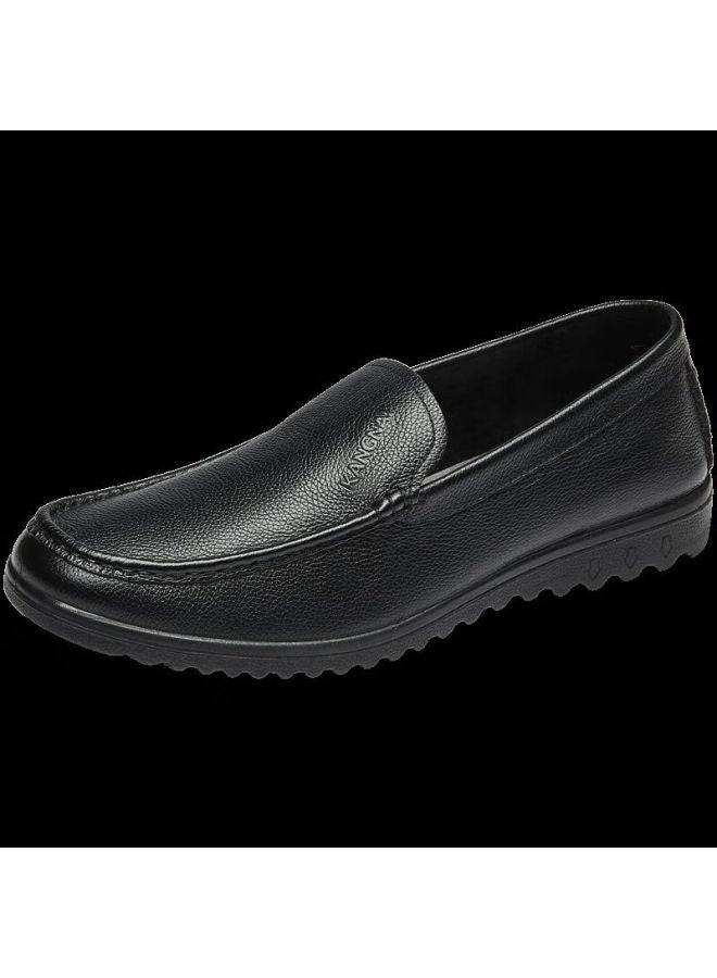 Connell Kangnai Men's Leather Shoes, Versatile And Comfortable Slip-ons, Business Casual Shoes, Lightweight Low-cut Loafers, Black, Size 39 - Image 3