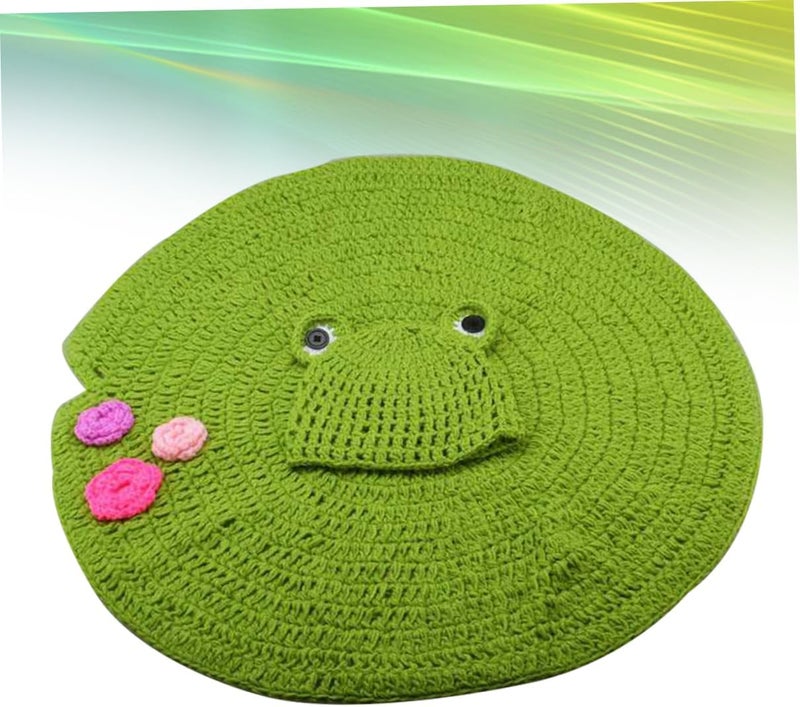 Uonlytech Baby Photography Prop Kit Frog Hat Blanket Set Knit for Newborn Photo Props - Image 2