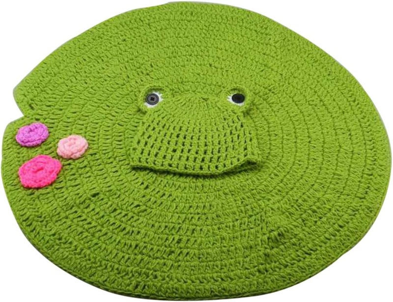 Uonlytech Baby Photography Prop Kit Frog Hat Blanket Set Knit for Newborn Photo Props - Image 1