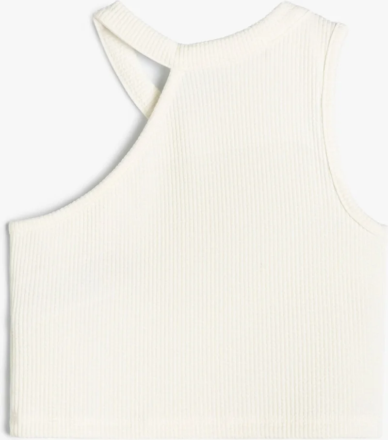 KOTON Crop Tank Top One Shoulder Round Neck Ribbed