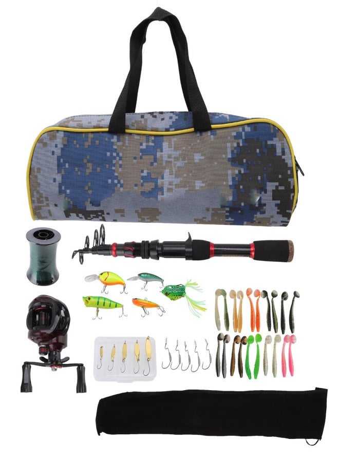 Proberos Fishing Rod and Reel Combos Carbon Fiber Telescopic Fishing Pole Lures Kit for Saltwater Freshwater - Image 1