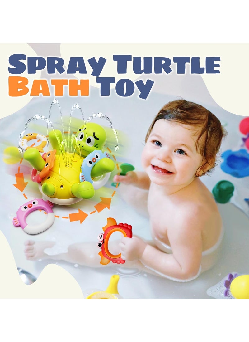 Aideli Baby Bath Toys, Rechargeable Turtle Bath Toy Sprinkler for Kids with 5 Rings, Bathtub Fountain Spray Toy, Mold-Free Water Toys for Toddlers, Boys and Girls, Age 18+  - Image 2