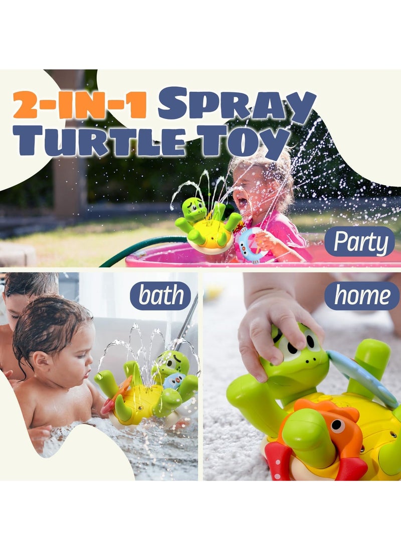 Aideli Baby Bath Toys, Rechargeable Turtle Bath Toy Sprinkler for Kids with 5 Rings, Bathtub Fountain Spray Toy, Mold-Free Water Toys for Toddlers, Boys and Girls, Age 18+  - Image 4
