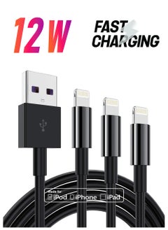 3 Pack Apple MFi Certified iPhone Charger Cable 1M, Apple Lightning to USB Cable Cord, 2.4A Fast Charging Apple Phone Long Chargers for iPhone 12/11/11Pro/11Max/ X/XS/XR/XS