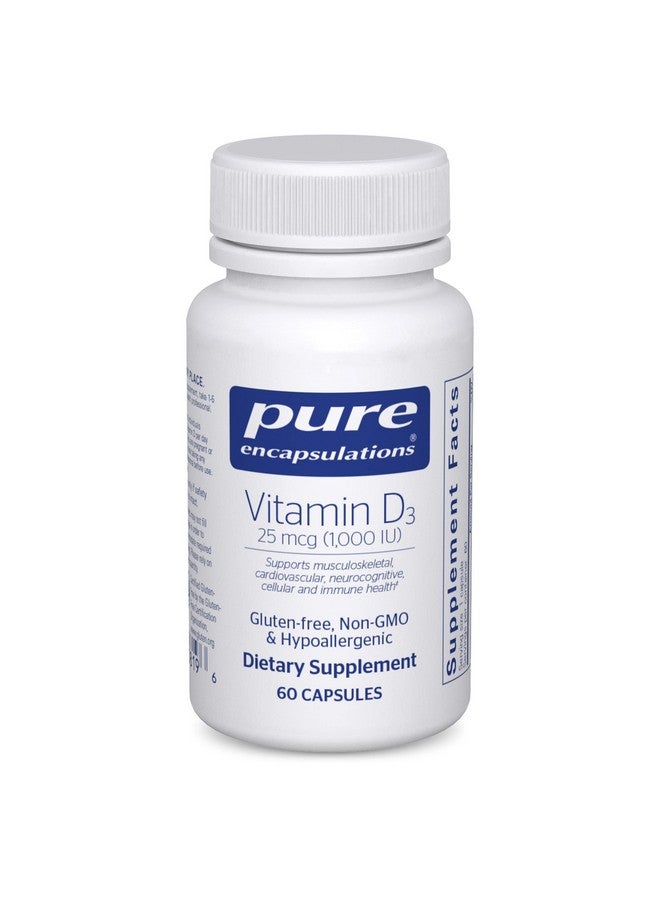 Pure Encapsulations Vitamin D3 25 mcg (1,000 IU) - Supplement to Support Bone, Joint, Breast, Heart, Colon & Immune Health - with Premium Vitamin D - 60 Capsules - Image 1