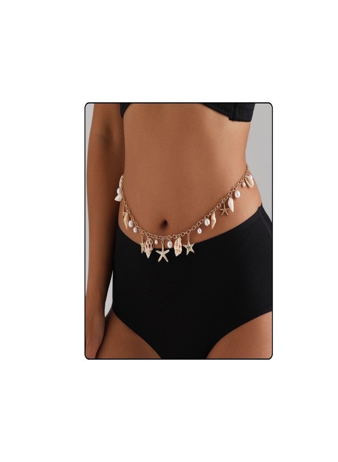 Fabme Women's Waist Chain - Stylish Saree Gold Plated Belly Chain Beach Special Body Hip Chain for the Waist Ladies Sexy Bikini Jewelry (26-42 In) - Image 1