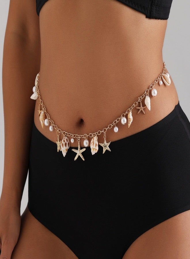 Fabme Women's Waist Chain - Stylish Saree Gold Plated Belly Chain Beach Special Body Hip Chain for the Waist Ladies Sexy Bikini Jewelry (26-42 In) - Image 2
