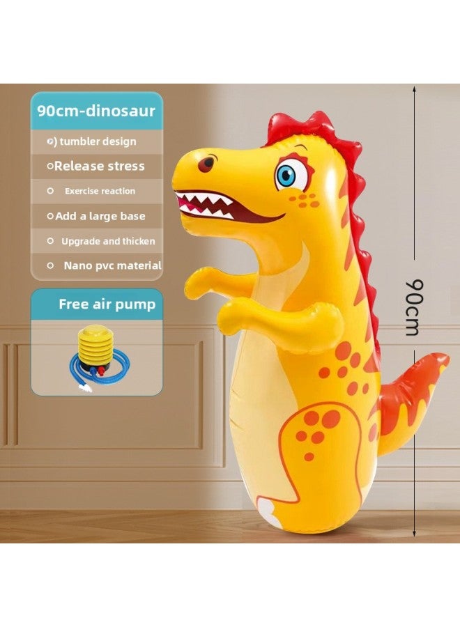 Sandbag Tumbler Decompression Sandbag Adult Home Boxing Training Equipment Kidsren's Fitness Inflatable Boxing Column Cool-Color:Yellow Dinosaur [upgraded Nano Material] Comes With Air Pump + Repair Patch  - Image 1