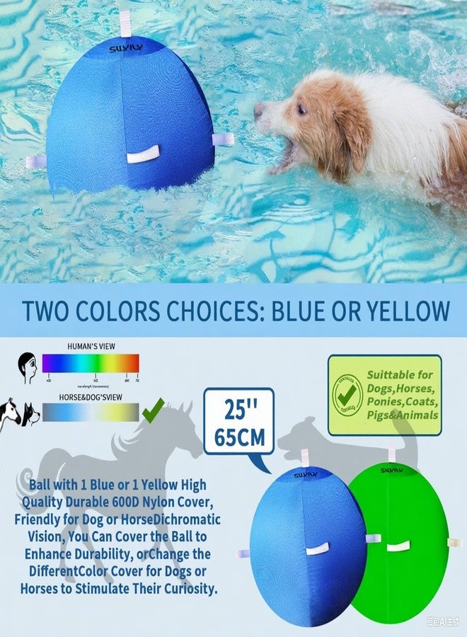 SWYIVY 25" Herding Ball for Dogs Blue Heelers with 2 Chew Straps Covers - Extra Large Giant Horse Ball for Large Breeds Play - Image 2