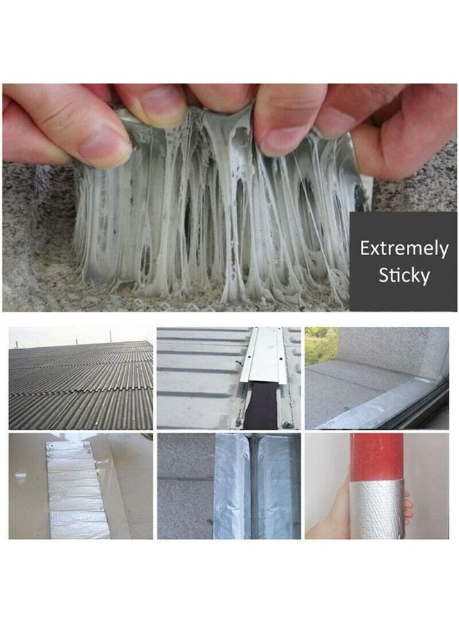 ZHXY Butyl Rubber Aluminium Foil Tape, Super Waterproof Tape Rubber Aluminium Foil Tape, Rubber Roof Flashing Tape For Wall Pipe Chimney Roof Boat Repair - Image 4