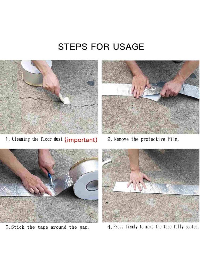 ZHXY Butyl Rubber Aluminium Foil Tape, Super Waterproof Tape Rubber Aluminium Foil Tape, Rubber Roof Flashing Tape For Wall Pipe Chimney Roof Boat Repair - Image 3