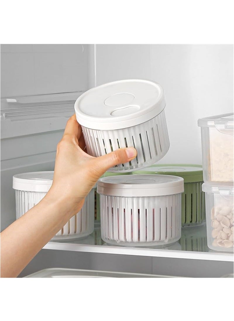 Berry Keeper Container, 3Pack Fruit Storage Containers for Fridge with Lids, Fruit Produce Saver with Removable Strainer Basket, Scallion Storage Box, Fresh Keeper for Scallion Ginger Garlic