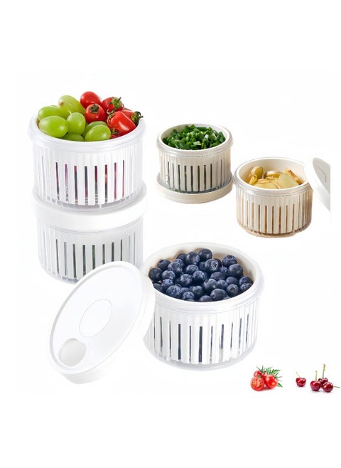 Berry Keeper Container, 3Pack Fruit Storage Containers for Fridge with Lids, Fruit Produce Saver with Removable Strainer Basket, Scallion Storage Box, Fresh Keeper for Scallion Ginger Garlic
