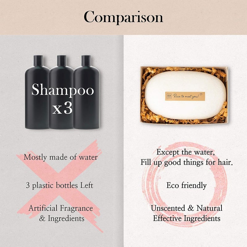 mimosu Rice Water Shampoo and Conditioner – 2 in 1 Fermented Moisturizing Unscented Solid Shampoo Soap Bar, for Dry Damaged Hair - Image 5