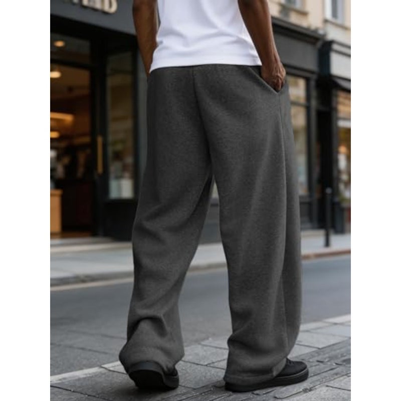 Men's Sweatpants Joggers Baggy Wide Leg Lounge Pants with Pockets Casual Athletic Sweats - Image 2