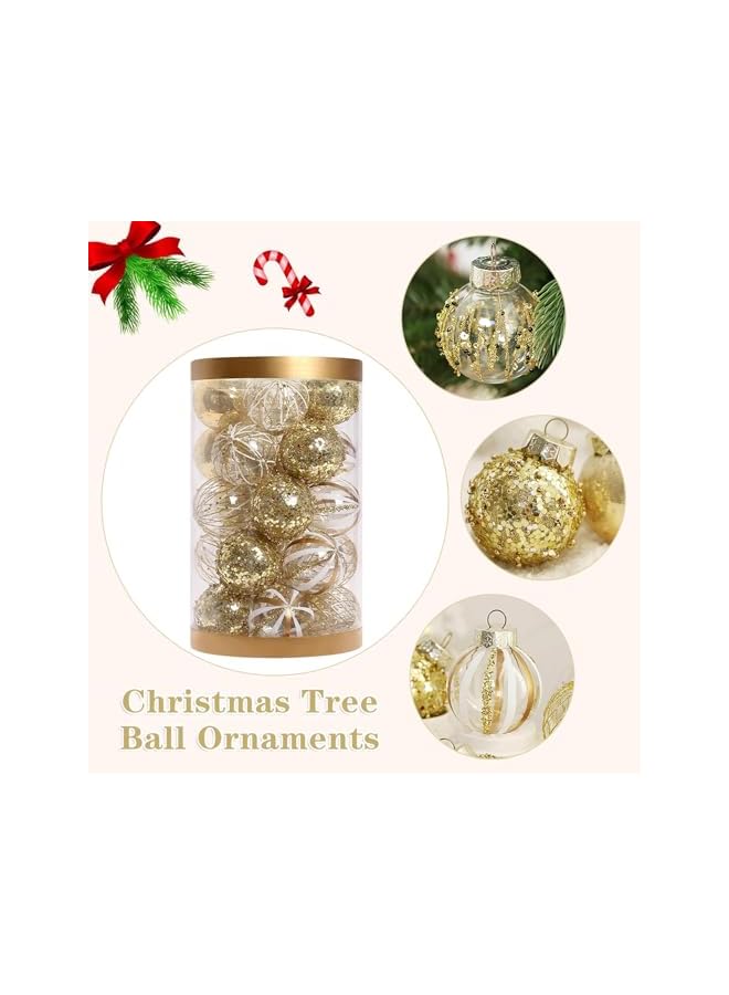 The Bros مجموعة زينة كرات عيد الميلاد 25 قطعة، زينة عيد الميلاد 60 مم، زينة شجرة عيد الميلاد من البلاستيك غير القابل للكسر، زينة معلقة كرات معلقة للعطلات (ذهبي) - Image 3