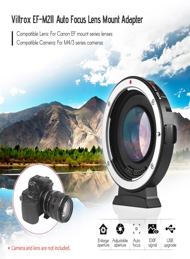 Viltrox EF-M2II Auto Focus Lens Mount Adapter 0.71X for Canon EOS EF Lens to Micro Four Thirds (MFT, M4/3) Camera - Image 2