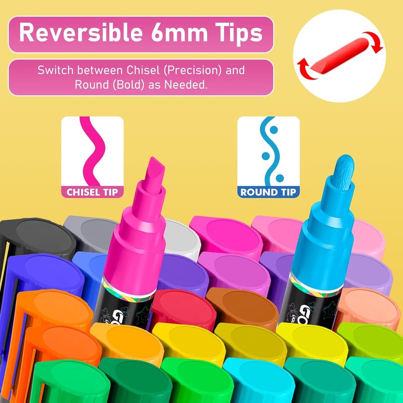 GOTIDEAL Chalk Markers, 30 Colors Liquid Chalk Markers for Blackboard Chalkboard Calendar Glass Neon Pens, Washable Window markers Paint and Drawing for Car, Auto, Bistro,Mirror Wet Erase Chisel Tip - Image 4
