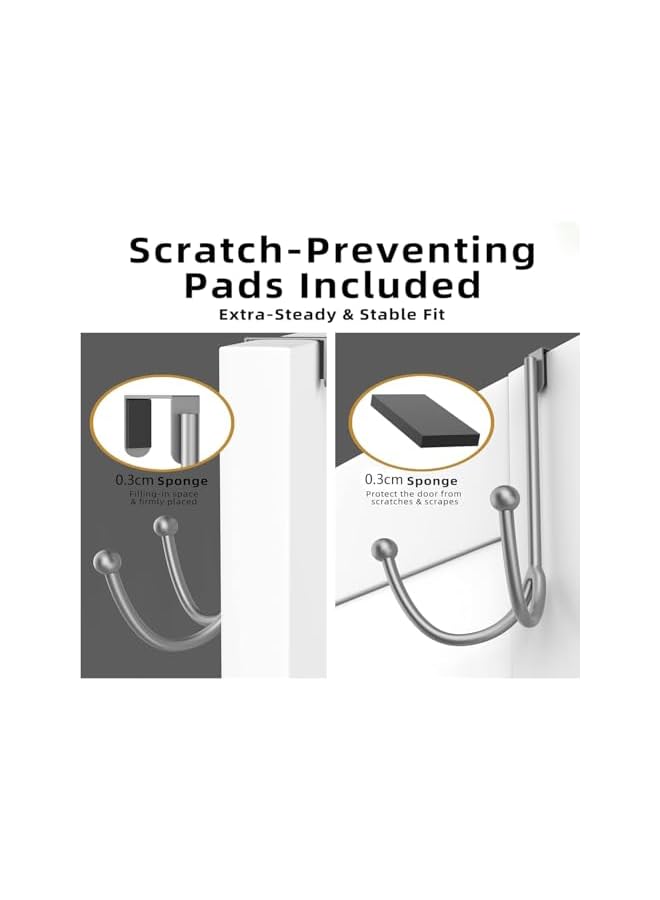 PROMASS promass Double Hanger Hooks, 2 Packs Metal over the Door Hanger, Prevent Scratches Anti-Rust, 2 Hang Heads and Snug Fit Pads Heavy Duty Hook for Hanging Coats, Towels, Caps, Metal Twin Hooks  - Image 2
