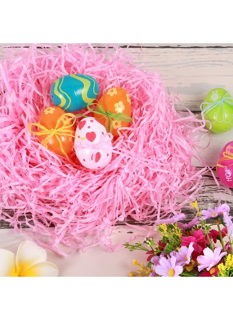 Generic Uniqon Pack of 100 Gram Pink color Grass Shredded Tissue Paper Easter Basket Hamper Filling Gift Packagingwrapping Basket Filling for Occasional Decoration Filling Needs  - Image 3