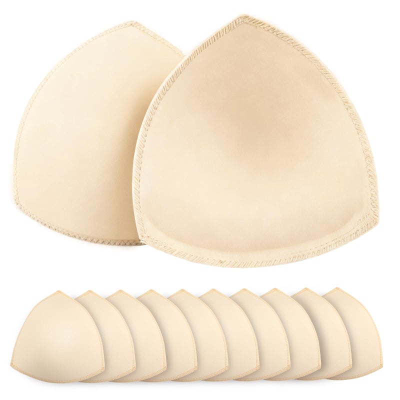 Opvixi 6 Pairs Bra Pads Inserts, A/B Sports Bra Pads Inserts, Beige Bra Cups Inserts, Removable Breast Enhancers for Women - Image 1