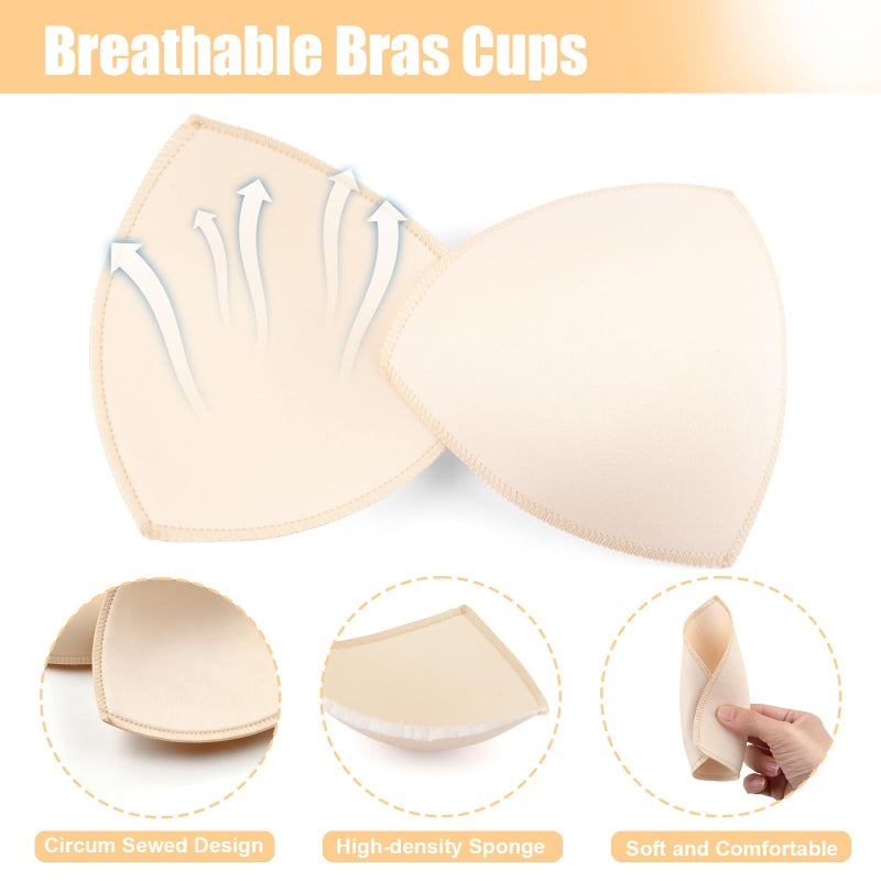 Opvixi 6 Pairs Bra Pads Inserts, A/B Sports Bra Pads Inserts, Beige Bra Cups Inserts, Removable Breast Enhancers for Women - Image 3