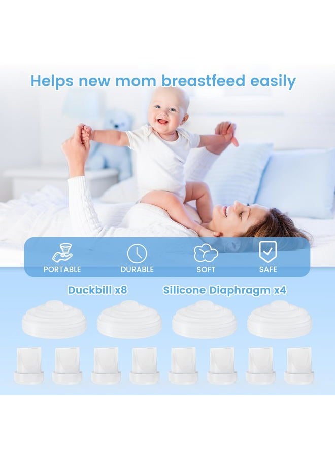 Hranio 12PCS Breast Pump Parts, Duckbill Valves Compatible with Momcozy m5 Replacement Parts Momcozy Breast Pump Accessories Mom Cozy m5 Replacement Parts 8PCS Duckbill Valves 4PCS Silicone Diaphragm - Image 5