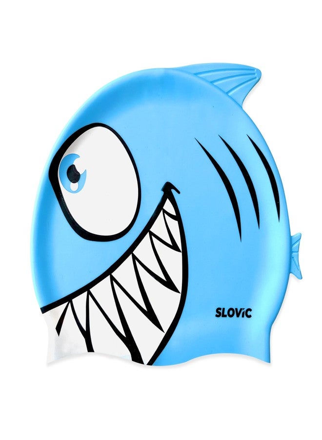SLOVIC Swimming Cap for Kids [Shark] | Swimming Cap for Girls & Boys | Swimming Pool Caps for Kids | No Hair Pulling & Chlorine Resistant | Free Size Swimming Caps for Kids - Image 1