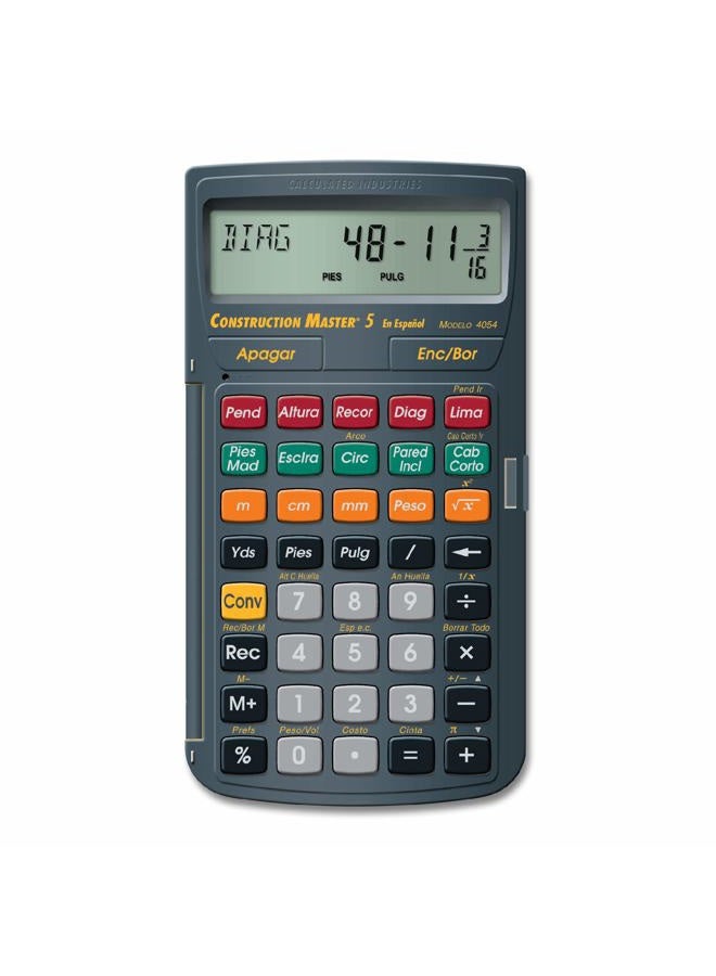 Calculated Industries 4054 Construction Master 5 en Espanol Construction Feet-Inch-Fraction Calculator for Carpenters [Calculadora de construcción con pies, pulgadas y fracciones para carpinteros] - Image 1