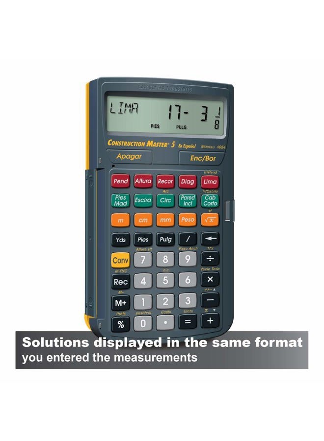 Calculated Industries 4054 Construction Master 5 en Espanol Construction Feet-Inch-Fraction Calculator for Carpenters [Calculadora de construcción con pies, pulgadas y fracciones para carpinteros] - Image 4