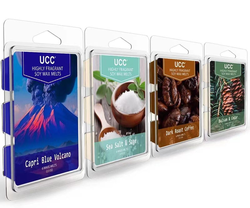 UCC Plant Based All Natural Wax Melts, Strong Fragrance, Long Lasting Premium Soy Scented Melts Cubes, Wax Melts Tarts, Colored Wax Melt - 4 Pack - Image 1