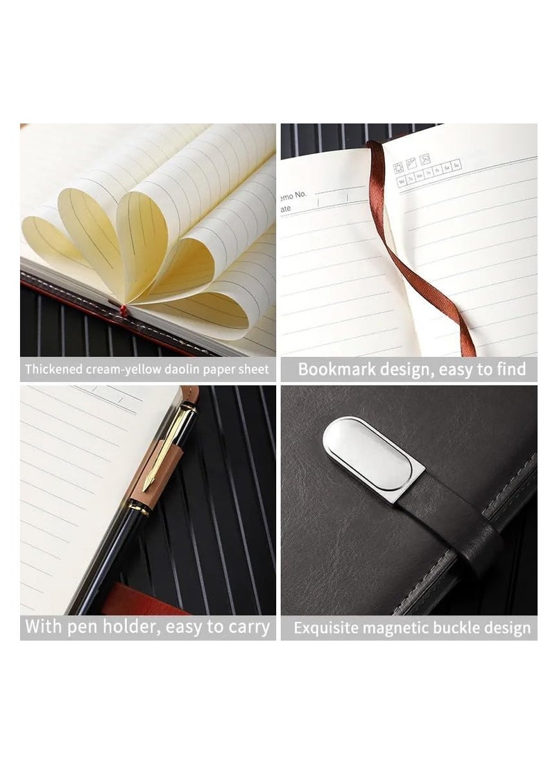 Premify A5 Gift Box Lined Notebook with Pen, 100 Sheets Journal Leather cover Executive Diary with Premium Thick Paper and Magnetic Buckle (Black)  - Image 5