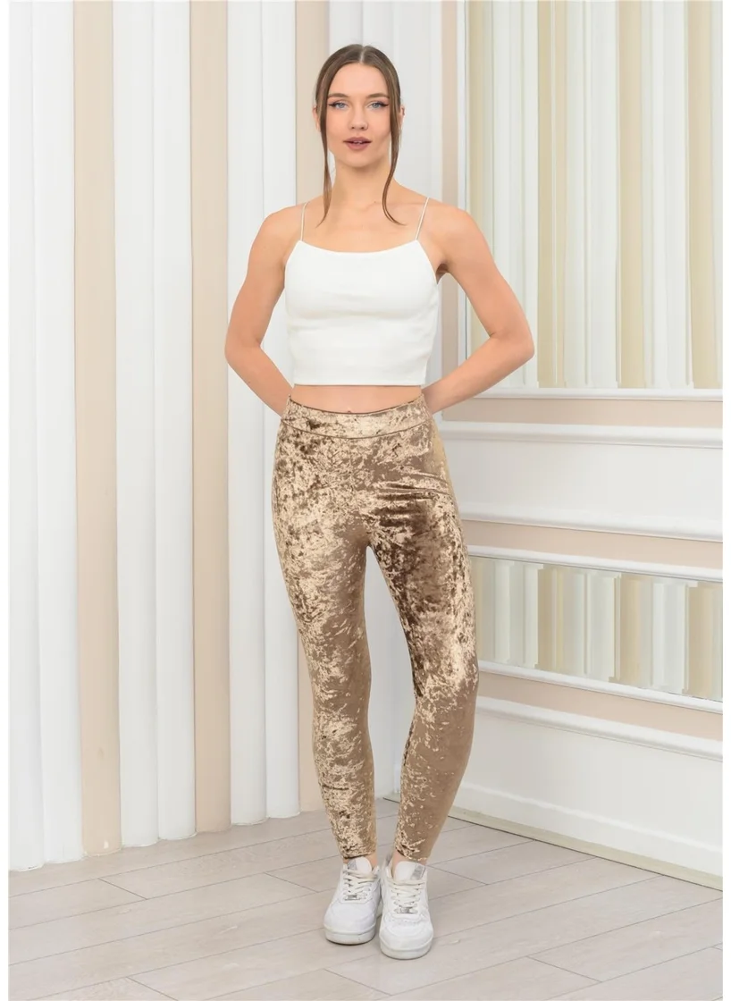 نوسيل Women's Flare Velvet Ligra Tights Gold